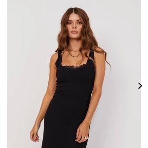 LOVE AND LACE BLACK RIBBED MAXI DRESS
